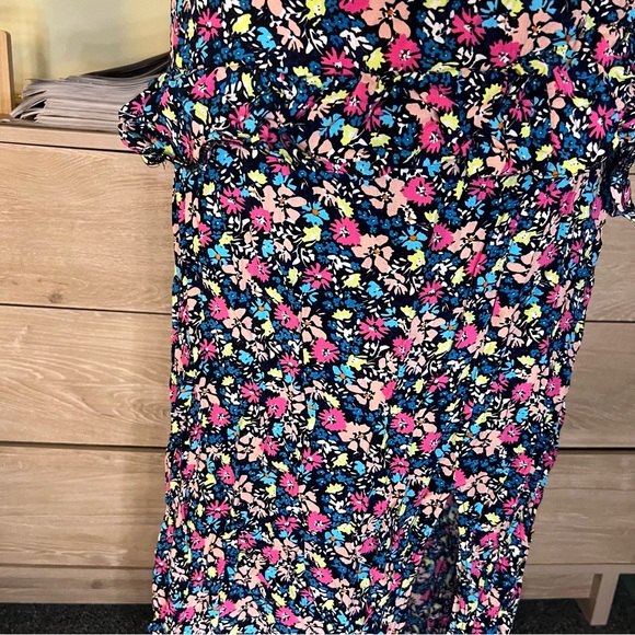RIVER ISLAND Ditsy Floral Pattern Ruffle Tiered Midi Maxi Stretch Skirt Slit S - Picture 5 of 16